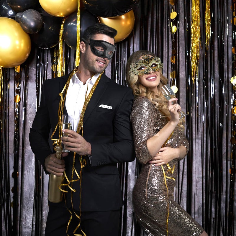 Coddsmz Couple Masquerade Mask Set Venetian Party Mardi Gras Halloween Costume Fancy Dress Mask for Women Men - Image 2